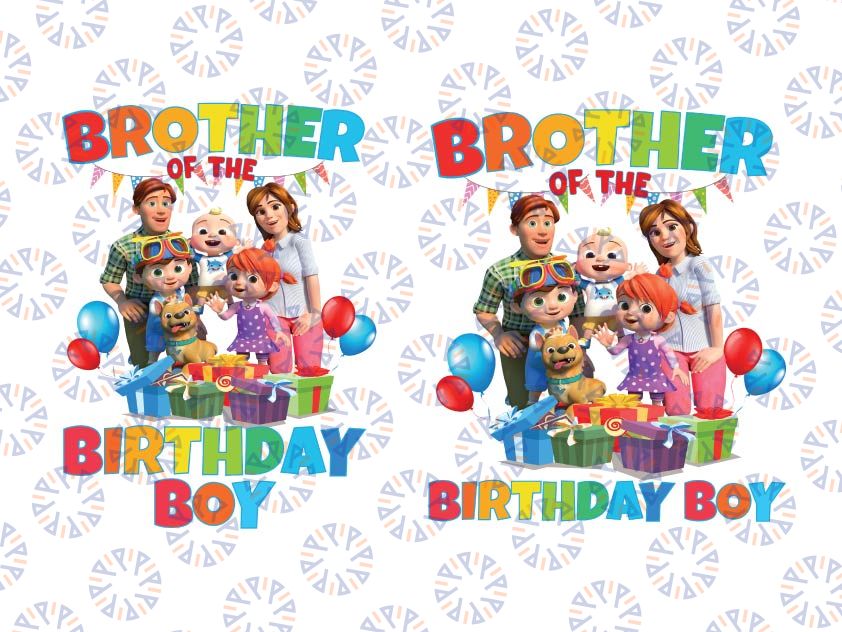 Cocomelon Brother Of The Birthday Boy Png, Cocomelon Family Png, Cocomelon Party Family matching Png, Family Cocomelon
