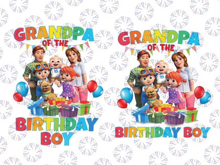 Cocomelon Grandpa Of The Birthday Boy Png, Cocomelon Family Png, Cocomelon Party Family matching Png, Family Cocomelon