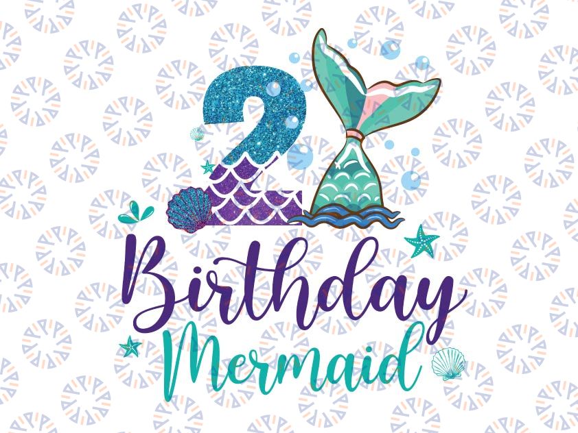 Birthday Mermaid 2nd Png, Mermaid Birthday Png, Mermaid Tail Png, Birthday Girl Png, Mermaid Numbers Png, Birthday png