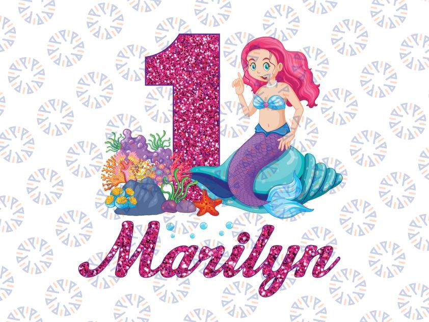 Personalized Name Mermaid Png, Mermaid Png, Mermaid Birthday Girl Png, Sea Beach Png Printable