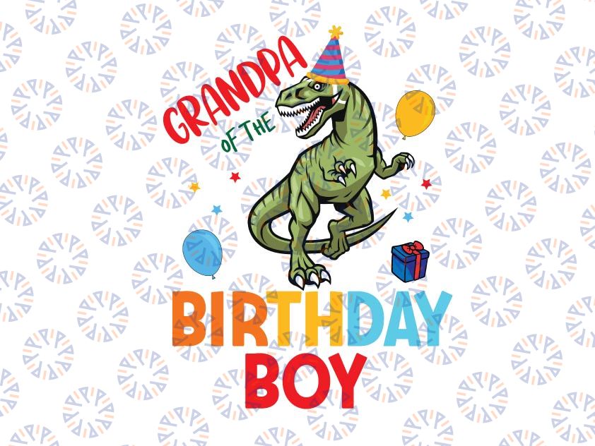 Dinosaur Grandpa Of The Birthday Boy Family Svg, Family Saurus svg, Birthday Boys T Rex Party Svg, Png, Birthday Party Dinosaur Silhouette Cricut