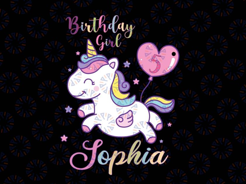 Personalised Unicorn Birthday Svg Png, Unicorn Birthday themed Party, Unicorn Birthday Girl Svg Png Cricut