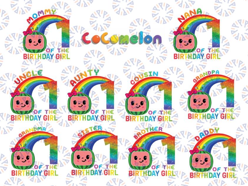 Cocomelon Birthday Girl PNG, Cocomelon Family Png, Cocomelon Party Family Matching Shirt, Cocomelon Bundle Png, Watermelon Sublimation Print