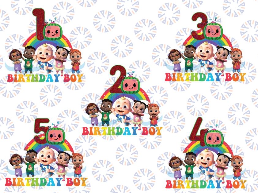 Cocomelon Birthday Number Bundle PNG, Cocomelon Birthday Boy/ Girl Png, Cocomelon Party Family Matching Shirt, Cocomelon Png, Watermelon Sublimation Print