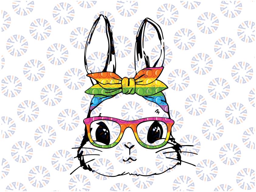 Happy Easter Day Pop It Svg Bunny Face Glasses Svg png, Easter Fidget Toy Svg, Easter Bunny Svg, Bunny face Svg, CriCut Files Png