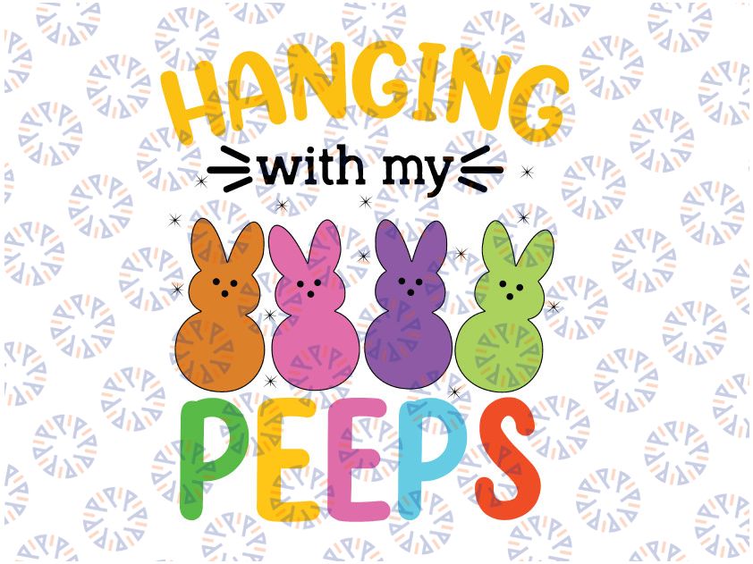 Easter Bunnies Hanging With My Pëëp Svg, Easter Day 2022 Svg Png, Easter SVG, Peep SVG, Cute Peeps svg, Bunny Face svg, Cricut, Silhouette Cut File