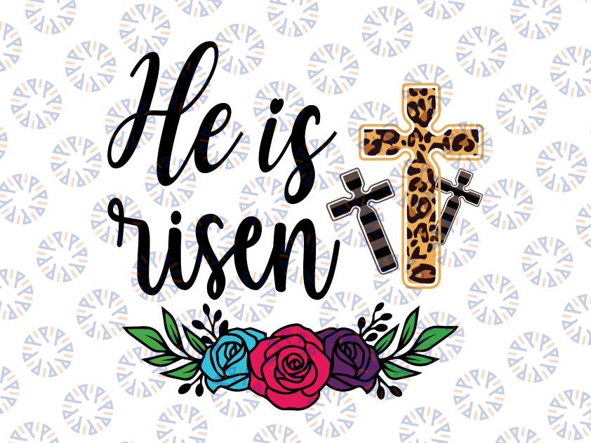 Happy Easter Day Christian Cross PNG, He is Risen Png, Christian Easter Png Easter Shirt Png, Easter Sign Png