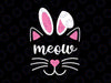 Meow Cat Face Easter Day Svg, Bunny Ears Svg, Funny Cat Lover Svg png, Kitten whiskers, Cute Kitty Eyelashes, Svg, Dxf, Png Cut File