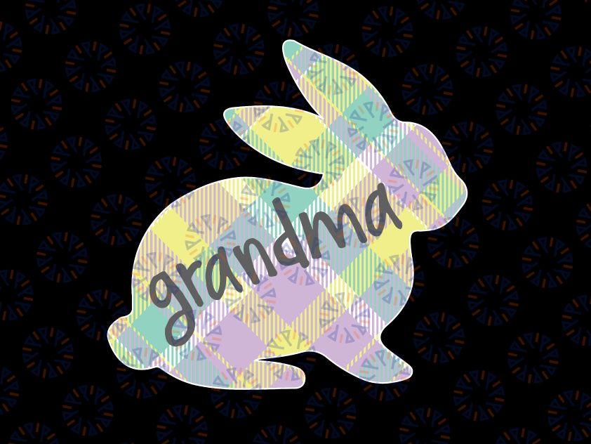 Grandma Bunny Rabbit Pastel Plaid Png, Grandma Easter Png, Easter Png, Grandma Bunny Png, Easter Bunny Png, Gift For Grandma , Easter Gift