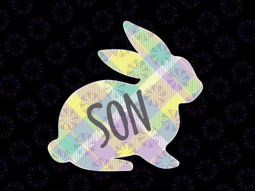 Son Bunny Rabbit Pastel Plaid Png, Son Easter Png, Easter Png, Son Bunny Png, Easter Bunny Png, Gift For Son , Easter Gift