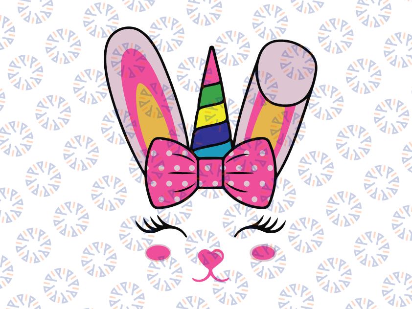 Cute Easter Bunny Unicorn Face Svg, Bunny Unicorn Svg, Easter Bunny Svg, Easter Cut Files, Bunny Face Svg Dxf Eps Png