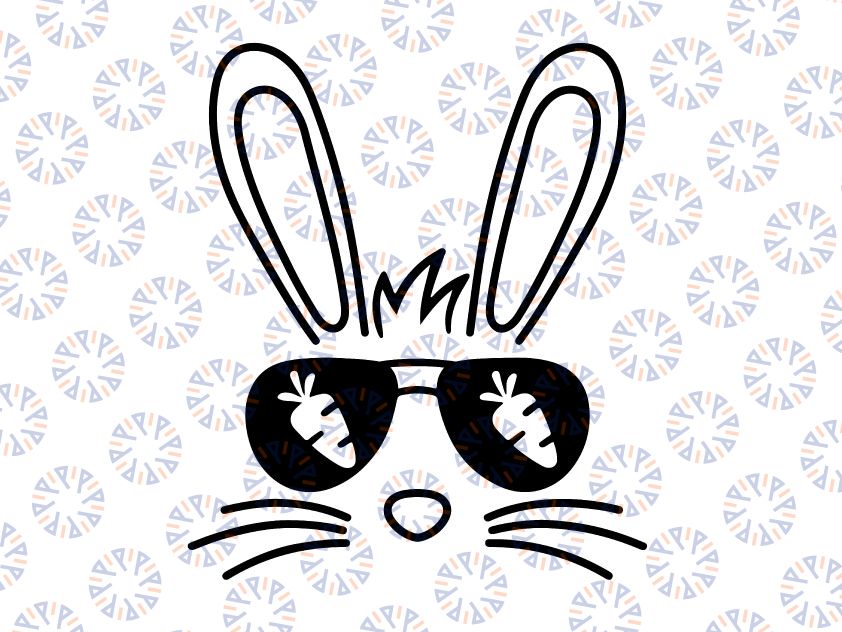 Bunny Face Easter Day Sunglasses Svg, Bunny With Glasses, Kid's Easter Design, Cute Easter Svg, Easter Svg, Easter Bunny Svg Dxf Eps Png