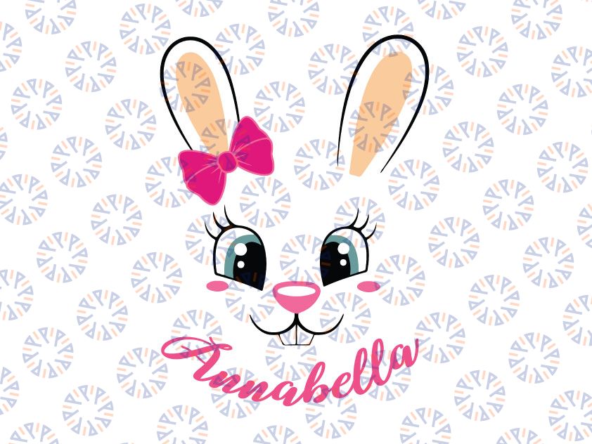 Personalised Easter Bunny Svg Png, Rabbit Bow Girls Svg, Bunny Girl Svg, Bunny Clip Art, Bunny Face SVG, Cricut, Silhouette Cut File
