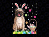 Happy Easter Png, Cute Bunny Dog Png, Pug Wearing Bunny Ears Png, Pug Lover Happy Easter Png, Pug Dog Ears Easter Bunny Holiday Png