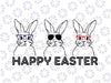 Cute Bunny Face Svg, 3 Bunnies Cooling Face Svg, Happy Easter Day Svg, Bunny Silhouette, Three Bunnies Outline Clipart, Digital Download