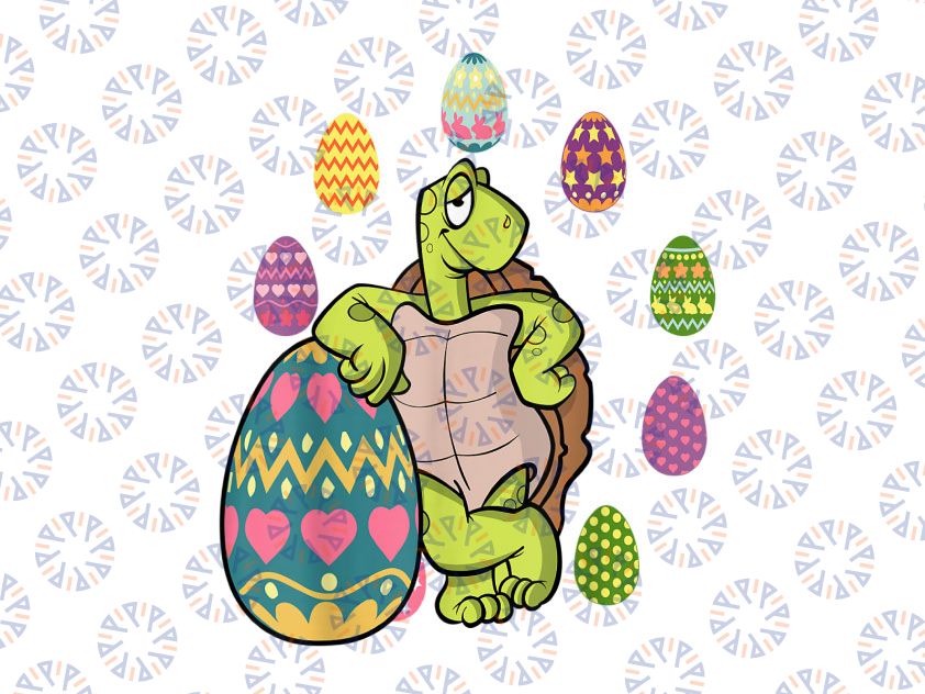 Turtle Egg Hunting Png, Easter Day Cute Animal Kids Png, Easter Turtle Png, Happy Easter Day Colorful Egg Hunt Png, Sublimation Designs