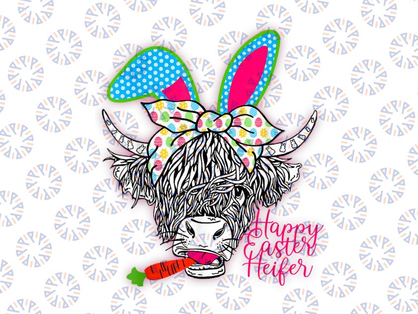 Happy Easter Heifer Png, Funny Highland Cow Heifer Png, Happy Easter Heifers Print File, Easter Cow Clipart, Happy Easter Sublimation