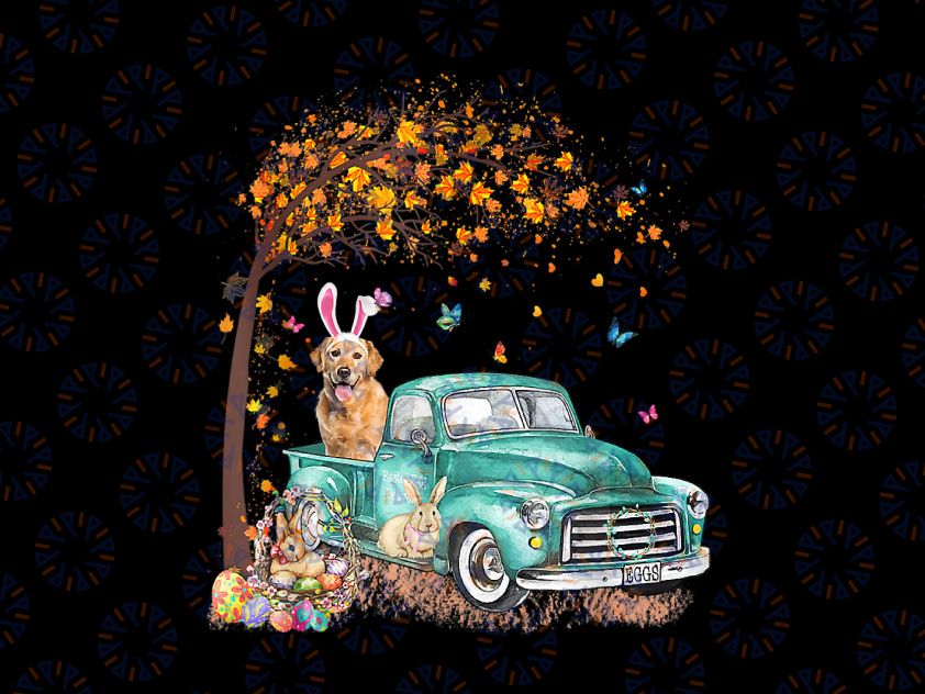 Golden Retrievers Love Bunny Truck Png, Hunt Eggs Tree Easter Day Png, Easter Golden Retriever Png, Easter Bunny Ears Png, Easter Bunny Dog