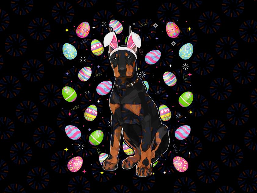 Doberman Dog Easter Png, Egg Lover Png, Funny Doberman Png, Doberman Cute Dog Easter Png Sublimation
