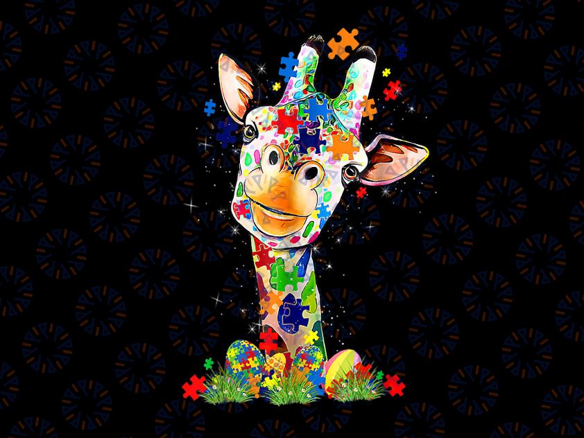 Easter Giraffe World Autism Awareness Day Png, Autism Awareness Png, Autism Png, Motivational Png, Shine Bright, Be Happy
