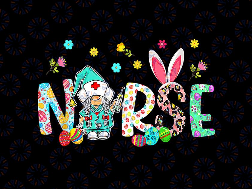 Happy Easter Day Png, Easter leopard Bunny Ears Png, Nurse Gnome Png,  Gnomes Clipart, Nurse Shirt png, Gnomes Sublimation