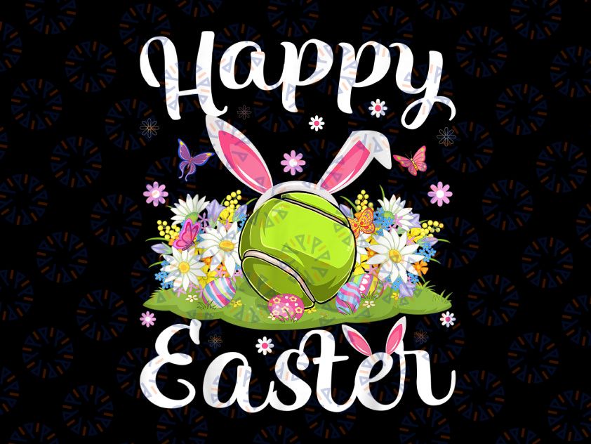 Tennis Easter Egg Png, Hunting Floral Tennis Easter Sunday Png, Easter Bunny Rabbit Png