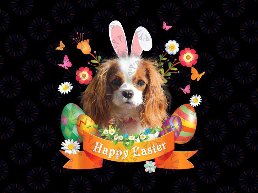 Bunny Cavalier King Charles Spaniel Dog Happy Easter Day Png, Rabbit Bunny Ears Png, Happy Easter