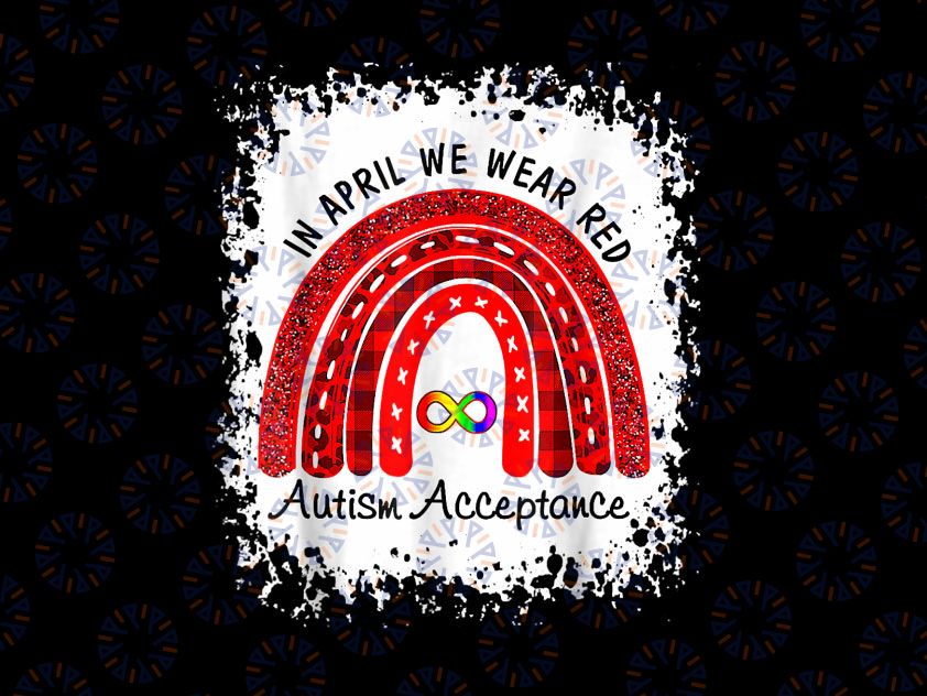 In April Wear Red Instead Autism-Acceptance Png, Autism Acceptance Png, Autism Month Png, Red Instead Autism Png, Autism Awareness Rainbow Png