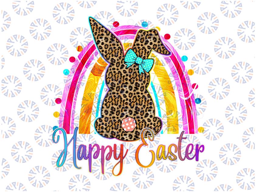 Happy Easter Leopard Bunny Easter Rainbow Png, Rainbow Easter png, Easter sublimation png, Easter png, Sublimation designs download