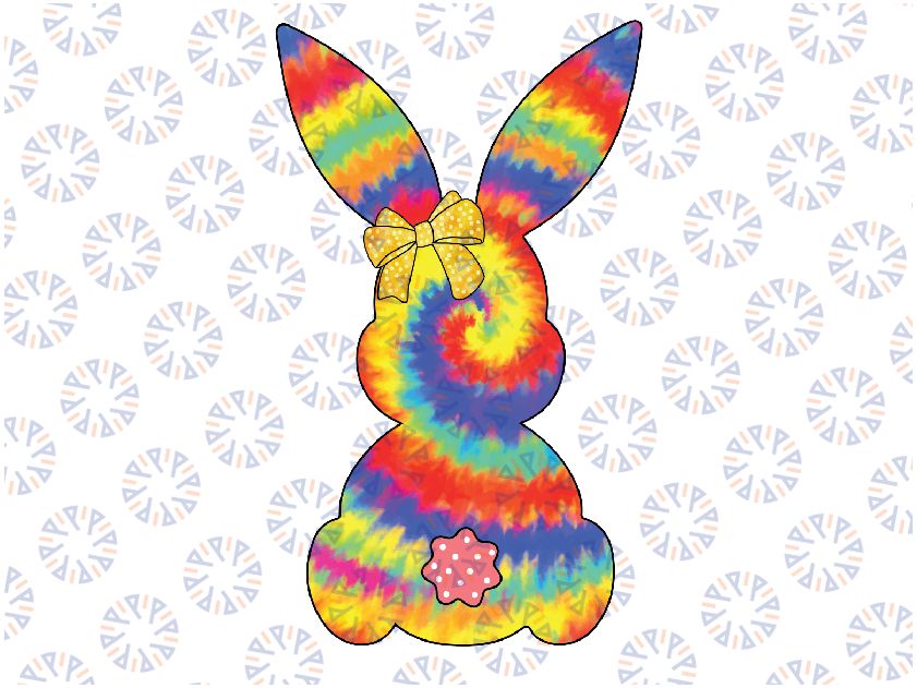 Cute Bunny Rabbit Tie Dye Bow Tie Easter Day Png, Tie Dye Easter Bunny Rabbit Cute Easter Day Png, Digital Download