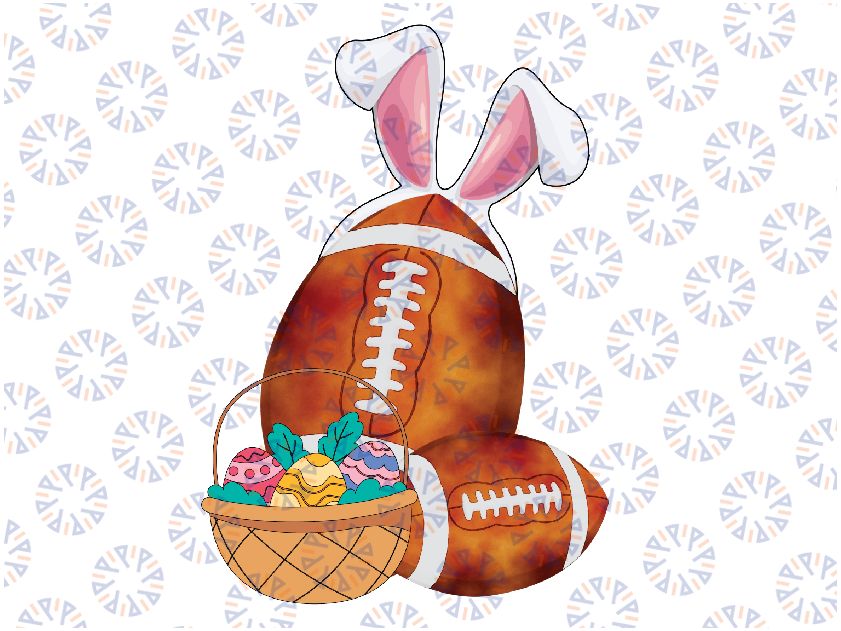 Football Easter Day Bunny Ears Easter Eggs Hunting Basket Premium