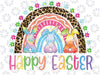 Happy Easter Rainbow Easter Bunny Rabbit Trio Cute Easter Png, Watercolor Leopard Cheetah Heart Png, Happy Easter Bunny Rabbit Png, Digital Download