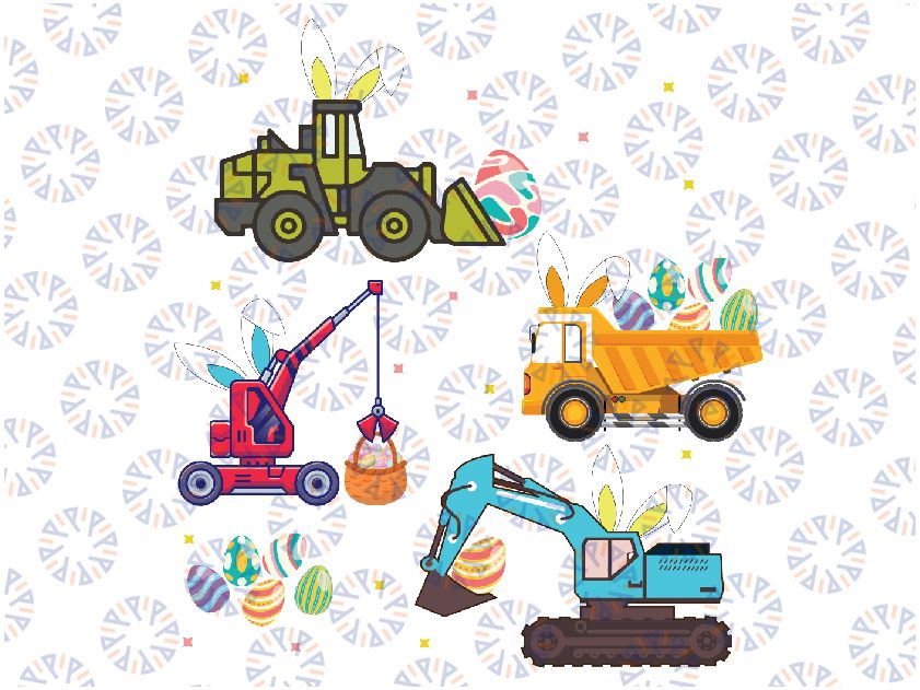 Easter Day kids boys Egg funny Construction Bunny Png, Eggs-cavator Png, Easter Boy Png, Easter Bunny, Digital Download