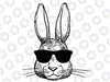 Bunny Face With Sunglasses Svg Png, Bunny Face With Sunglasses Png, Black And White Bunny Easter Svg, Easter Day, Digital Download