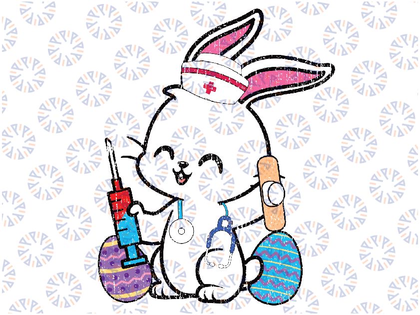 Easter Bunny Nurse Stethoscope Cute Rabbit Scrub Svg Png, Nurste Easter Png, Cute Rabbit Scrub Svg, Easter Day, Digital download