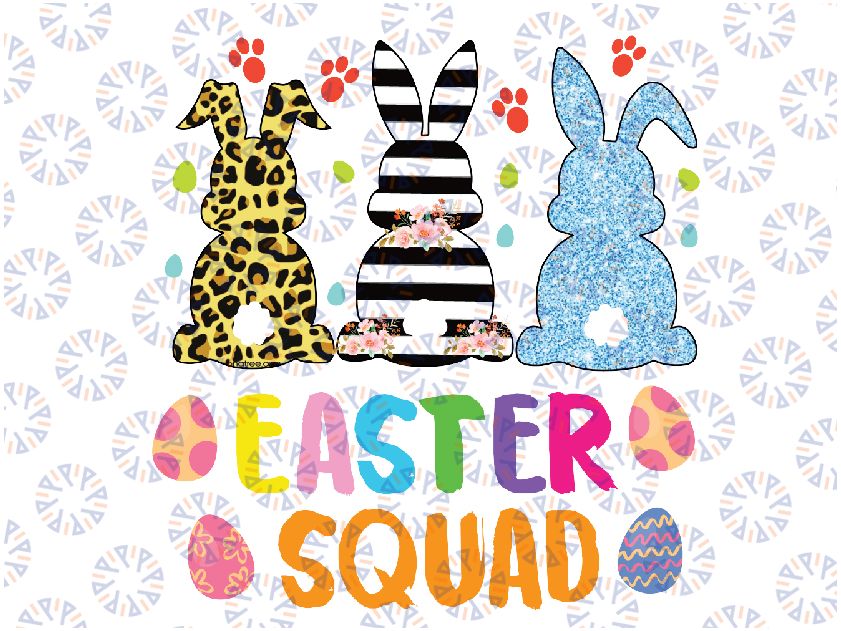 Easter Squad Leopard Png, Happy Easter Day Bunny Rabbit Eggs Png, Leopard Bunny Design, Easter sublimation, Retro Easter png