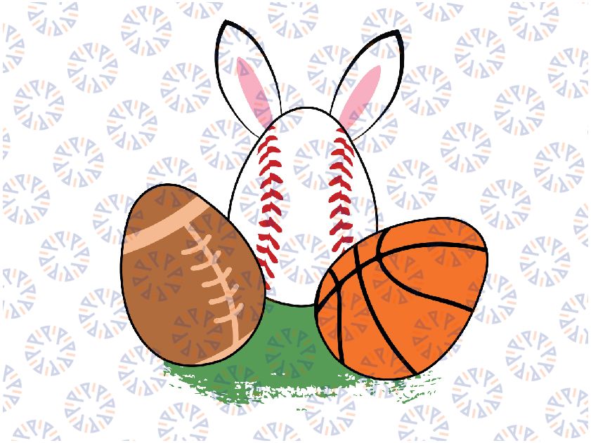 Easter Boys Baseball Basketball Football Bunnies Rabbit Svg, Baseball Player Easter Svg, Bunny Ears Png, Easter Day, Digital Download