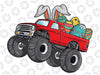 Kids Red Monster Truck Eggs Easter Egg Hunting Png ,Cute Easter Png, Happy Easter Day, Digital Download