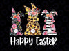 Easter Bunny Leopard Rabbit Plaid Floral Png, Happy Easter Png, Floral Rabbit Png, Digital Download