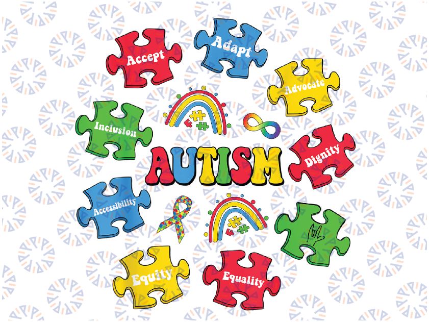 Puzzle Rainbow Autism Awareness Special Education Teacher Png, Autism Awareness png, Autism heart png, Sublimate Designs Download