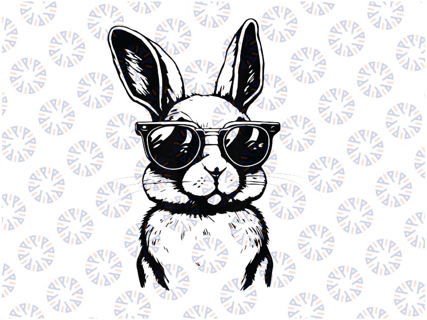 Bunny Face With Sunglasses Easter Day Png, Bunny With Glasses Png ,Cute Easter Png, Happy Easter Day, Digital Download