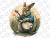 Funny Bunny Playing Banjo Guitar Music Rabbit Happy Easter Png, Rocker Guitar Player, Bunny Playing Guitar Png, Easter Day, Digital download