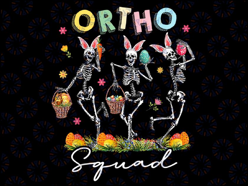 Ortho Squad Easter Day Bunny Skeletons Dancing Orthopedic Png, Easter Ortho Skeleton Png, Dancing Skeletons Png, Digital Download