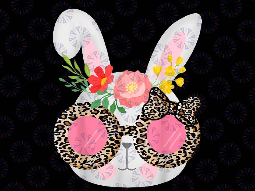 Cute Bunny Face Leopard Glasses Easter Png, Cute Bunny Face Leopard Png, Leopard Glasses Easter Png, Easter Day, Digital Download