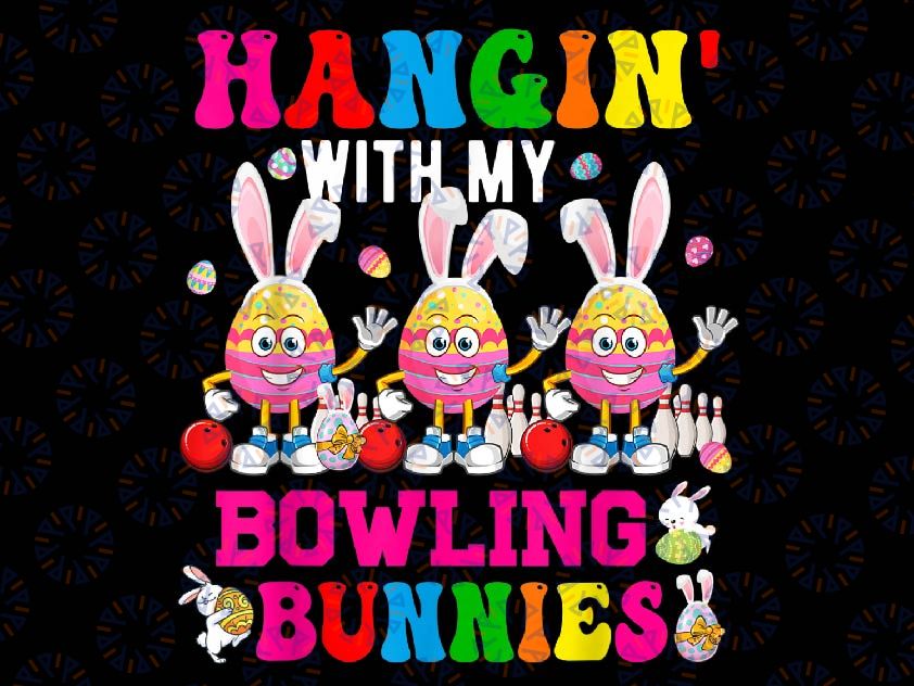 Hangin' With My Bowling Bunnies Three Cute Bunny Eggs Player Png, Bowling Bunnies Png, Baseballer Bunny, Easter Day, Digital Download