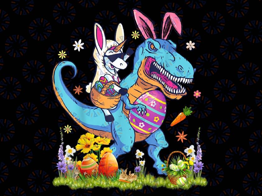 Dinosaur Easter Day Unicorn Riding T-rex Bunny Png, T-Rex Dinosaur Easter Png, Unicorn Bunny Png,Unicorn Riding Dinosaur Png, Digital download