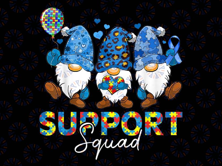 Gnomes Autism Awareness Shirts Support Squad Blue Ribbon Png, Autism Gnomes Support Squad Png, Easter Day, Digital Download