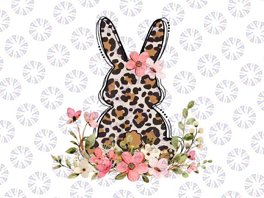 Bunny Floral Leopard Cute Easter Day Png, Leopard Bunny Png, Sublimation Design, Easter Day Png, Floral Leopard Easter