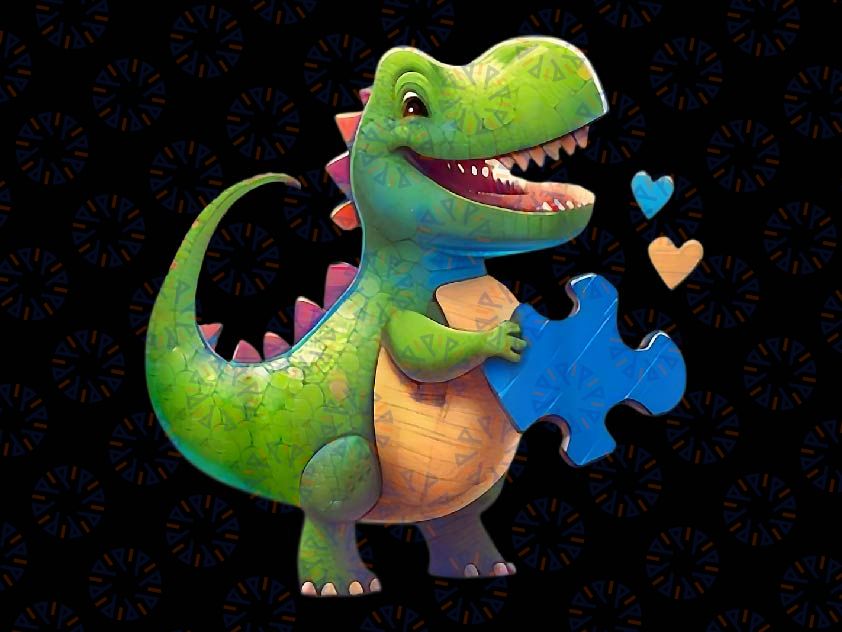 Autism Awareness Dinosaur Puzzle Piece Love Autistic Support Png, Dinosaur Autism Png, Autism Awareness Png, Easter Day, Digital Download