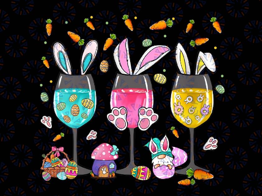 Easter Bunny Wine Glasses Drinking Wine Lover Easter Day Png, Wine Glasses Bunny Png, Drinking Wine Lover Easter, Easter Day, Digital Download